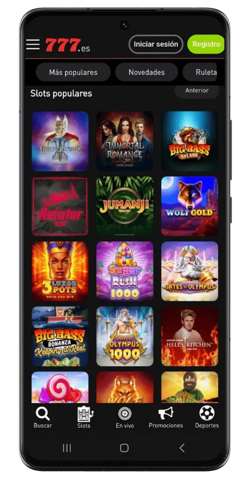 aplicación móvil Casino777